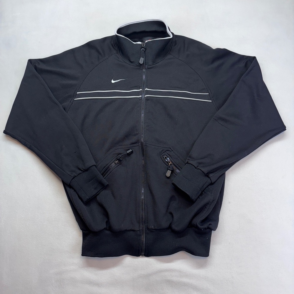 Nike Team Apparel Track Jacket Full Zip Black White Stripes Women's Medium - Picture 3 of 9